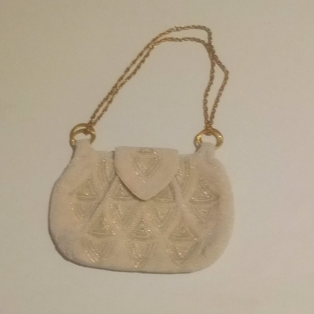 1940-50s Vintage Walborg Art Deco Seed Bead Clutch Shoulder Bag Purse